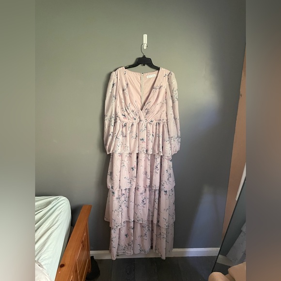 Ieena for Mac Duggal Floral Print V Neck Maxi Dress Womens Size 14 - Picture 3 of 8